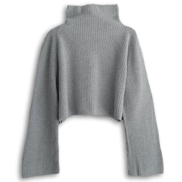 LEITH Nordstrom Cropped Turtleneck Sweater Grey Sz L - Picture 1 of 11